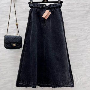 vintage high waist denim half skirt